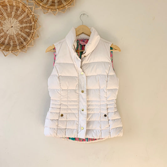 Lilly Pulitzer White Pink Puffer Packable Isabelle Vest Size Small