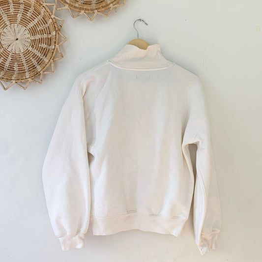 J. Crew Heritage Half Zip Fleece Sweater Cream Sweatshirt XS BP027