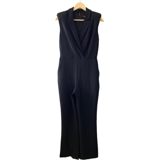 Express Black Cocktail Work Collared V Neck Wide Leg Sleevless Jumpsuit Small