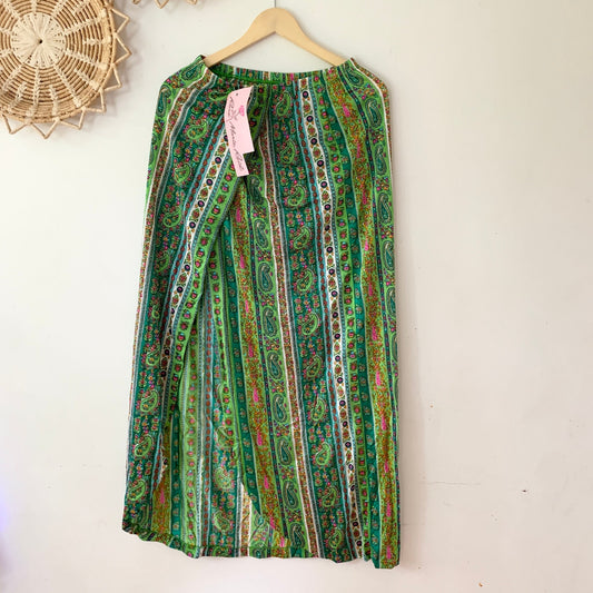 ROSE MARIE Reid Vintage 1970s 1960s Swim Maxi Skirt Cover Paisley Green Large