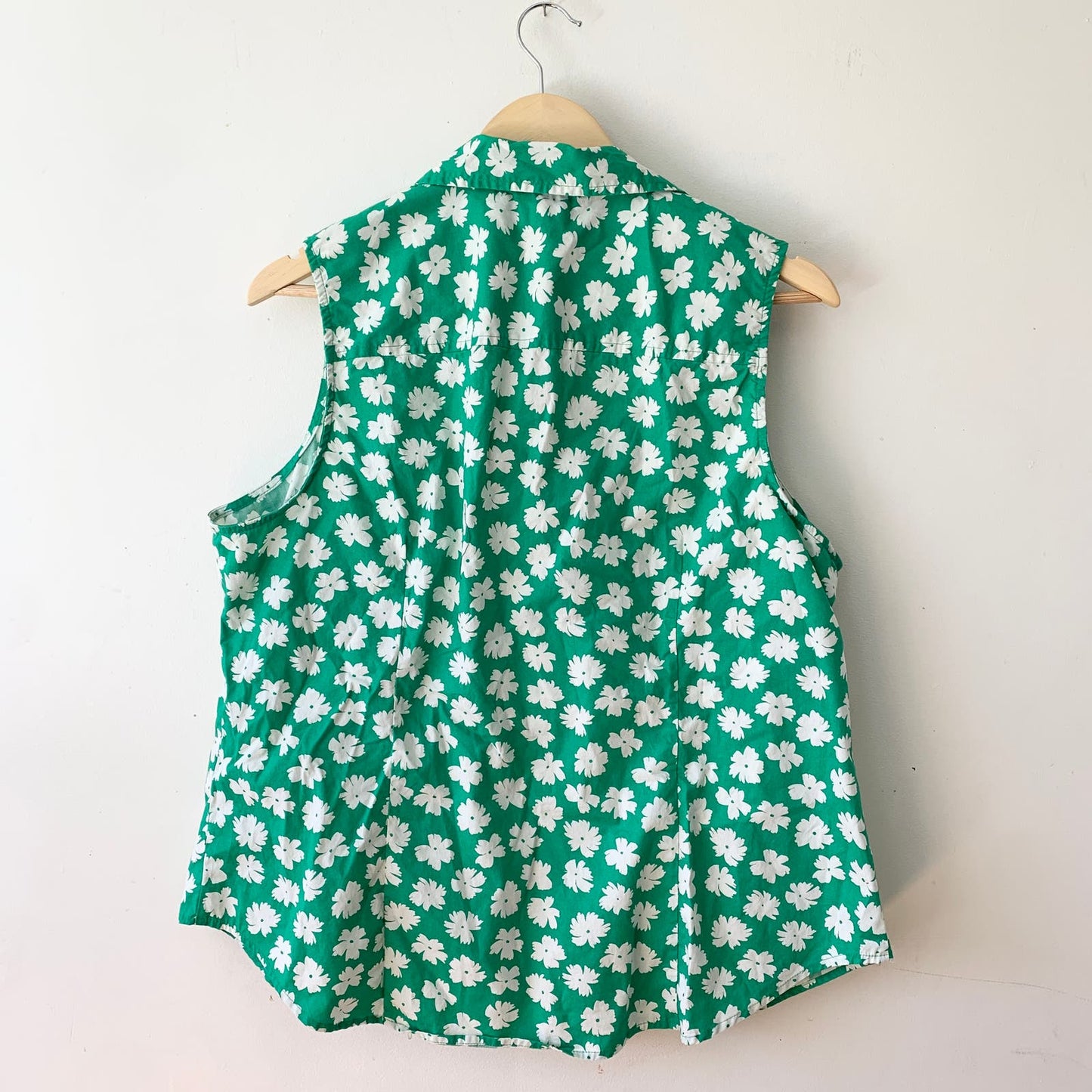 J.CREW Reimagined Green Floral Collared Button Down Sleeveless Poplin Shirt XXL