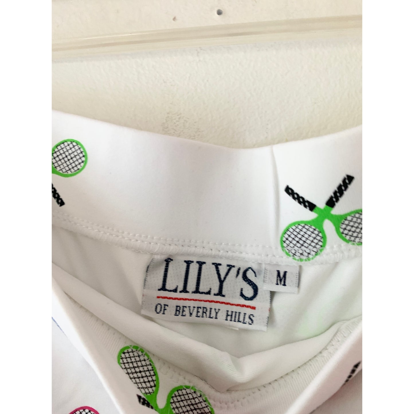 LILY'S OF BEVERLY HILLS Vintage White Mini Tennis Print Skirt Medium