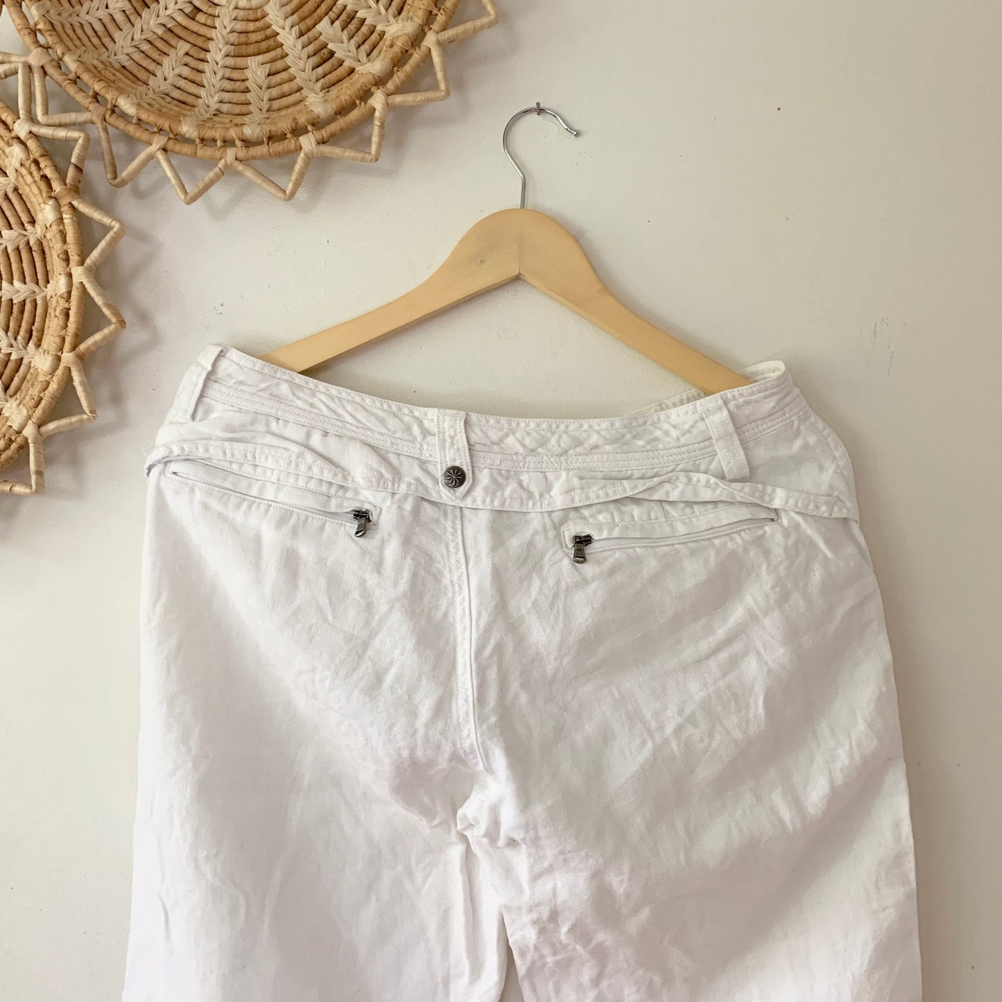 Athleta White Linen Weekender Jogger Drawstring Relaxed Pants 6