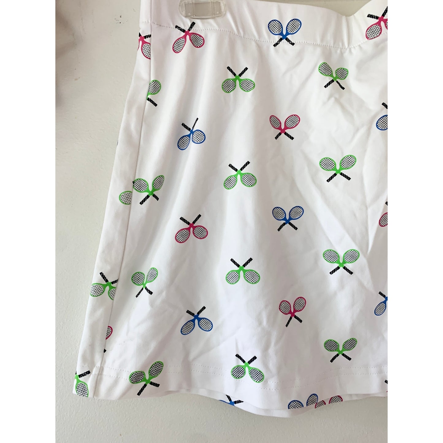 LILY'S OF BEVERLY HILLS Vintage White Mini Tennis Print Skirt Medium