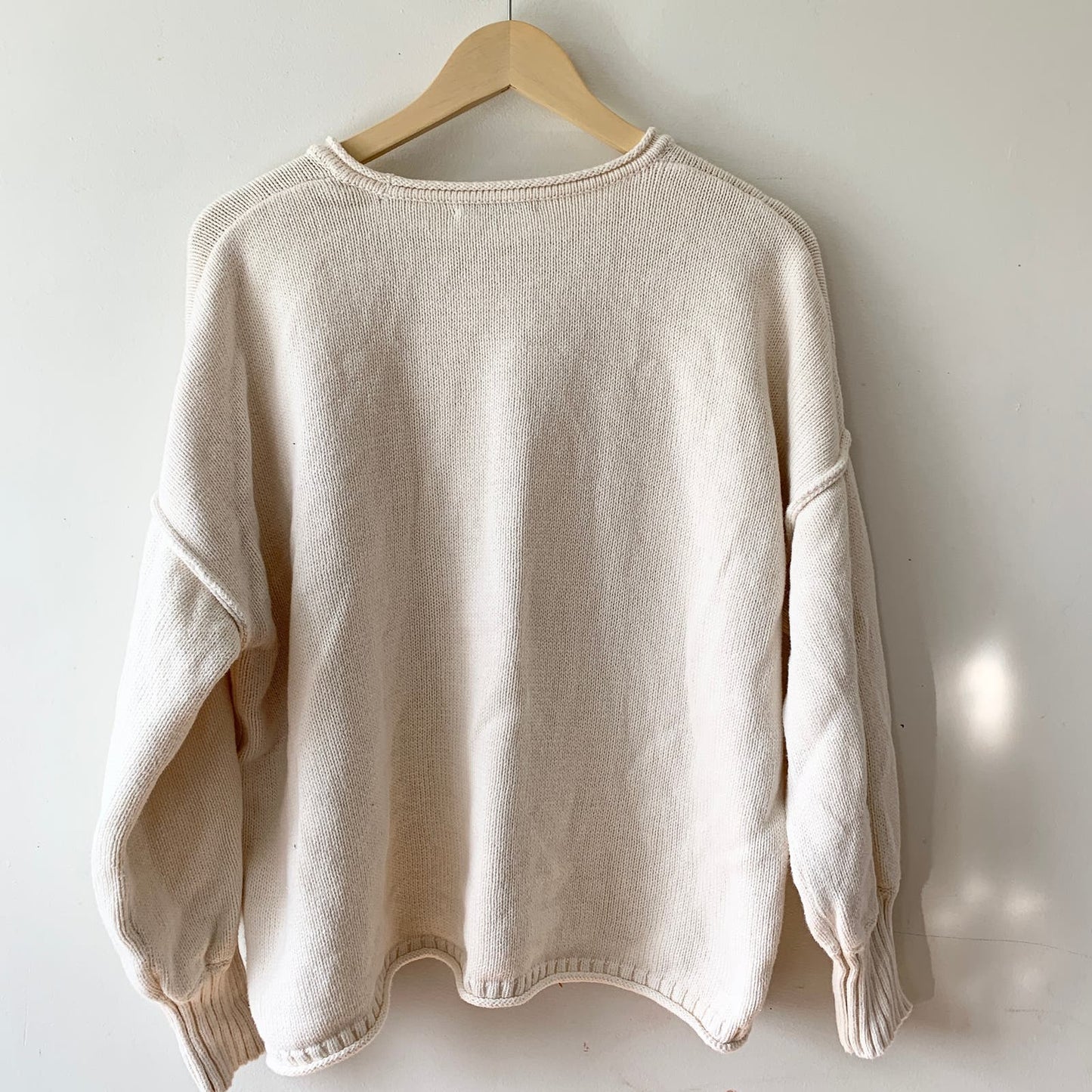 MADEWELL Conway Pullover Cream Cotton Relaxed Fit Sweater Medium