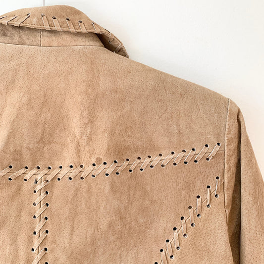 Vintage Rue 21 Tan Stitched Leather Suede Jacket Medium