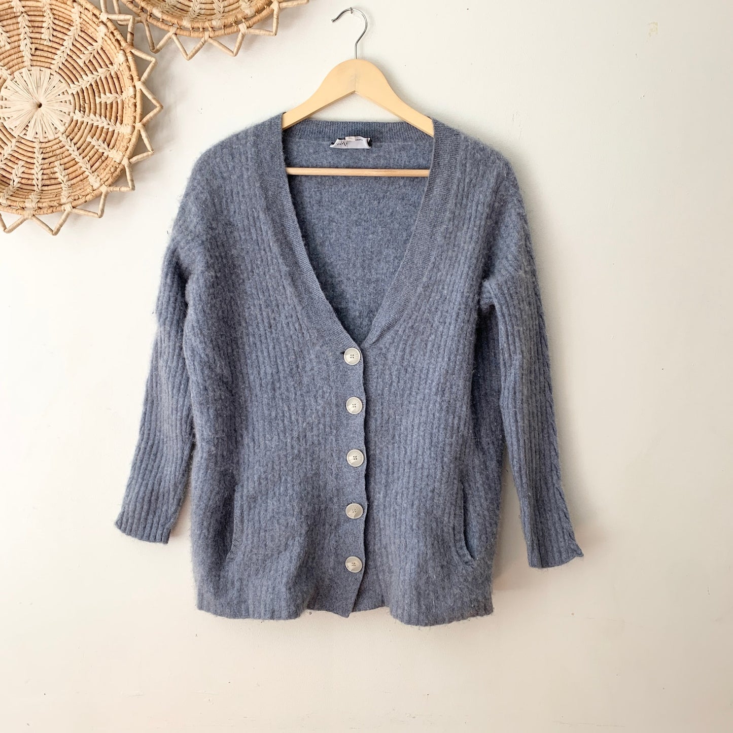 Soft By Naadam Blue Cashmere Cardigan Sweater Large