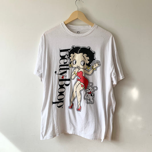 BETTY BOOP White Red Vintage 90s Graphic T-Shirt XL