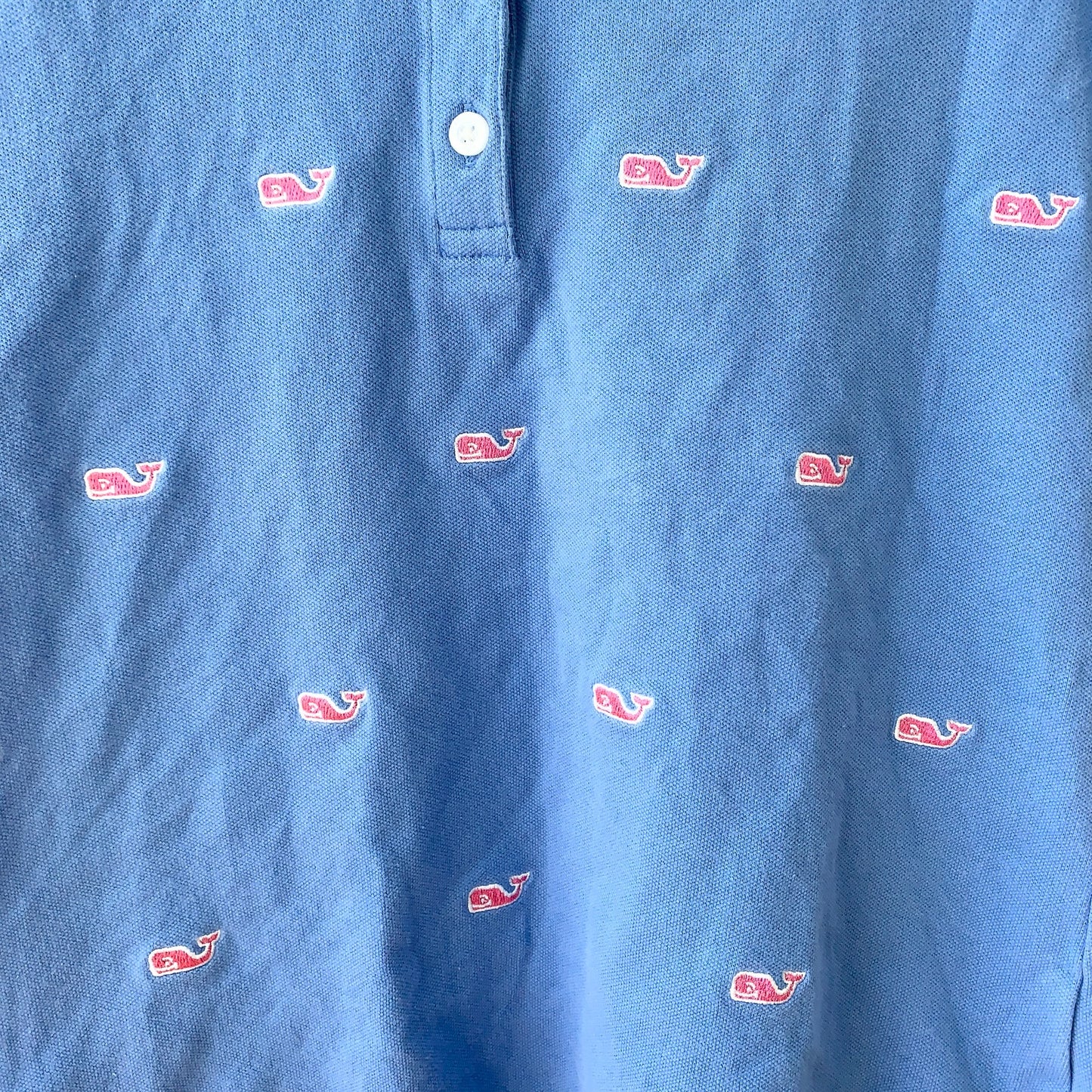 VINEYARD VINES Blue Pink Whale Print Polo Shirt Size XS