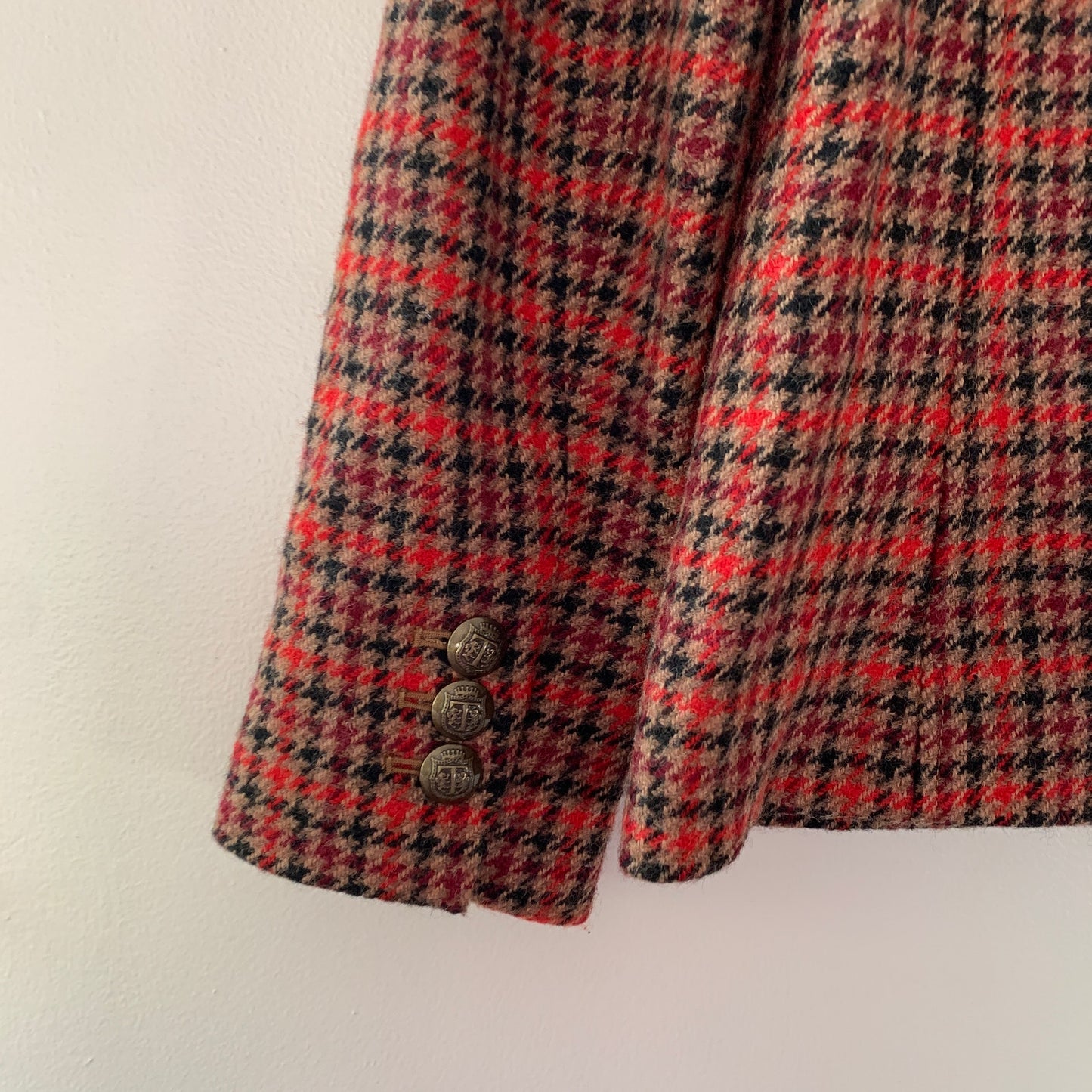 Talbots Shetland Aberdeen Plaid Wool Brown Red Blazer Size 6 Petite