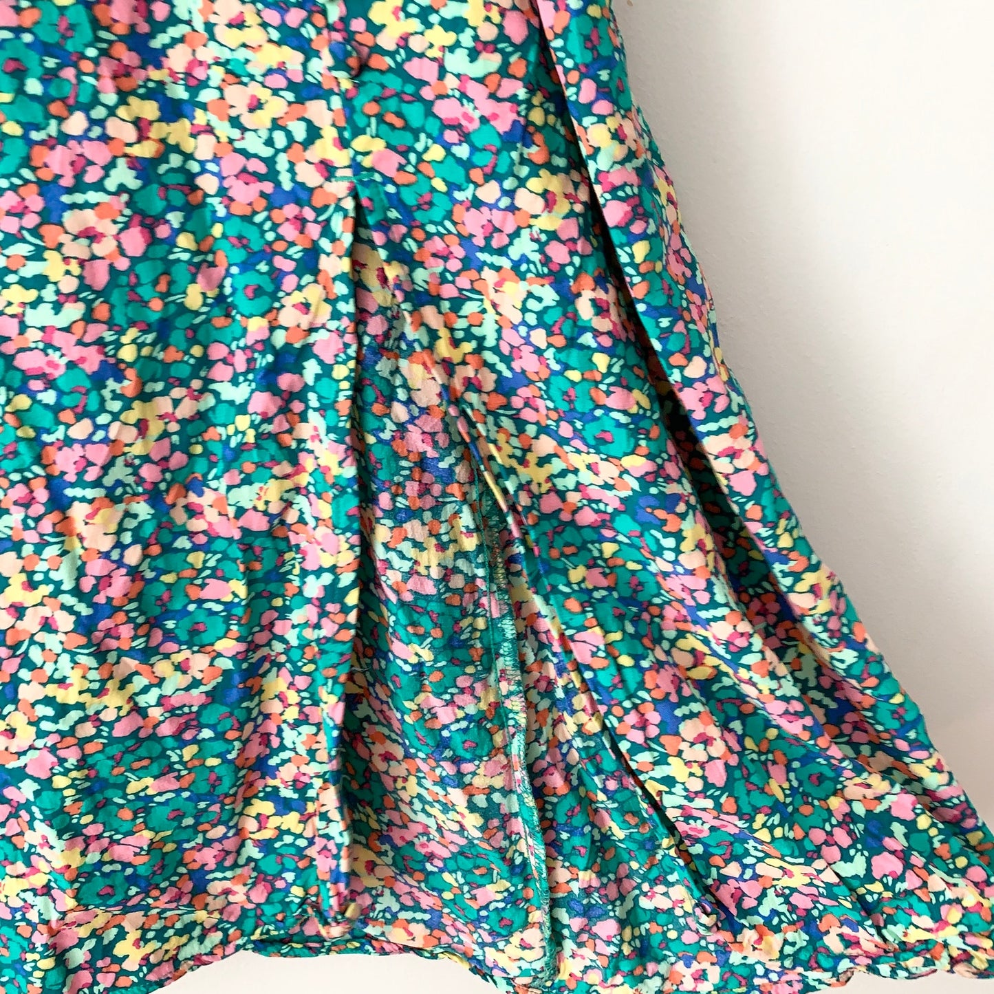 Loft Floral Button Pull On Midi Skirt Green Large Pink 590338