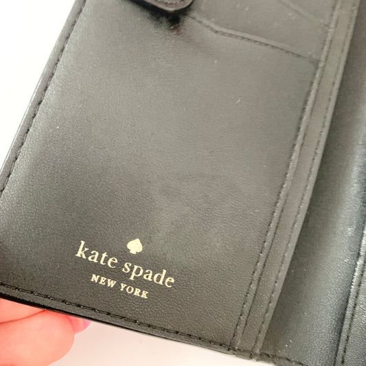 Kate Spade Staci Large Slim Bifold Polka Dot Pink Black Wallet K9361