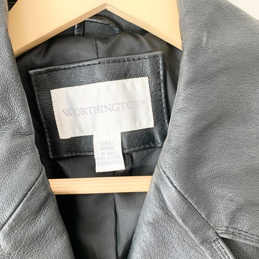 Worthington Vintage Leather Jacket Black Y2K Large