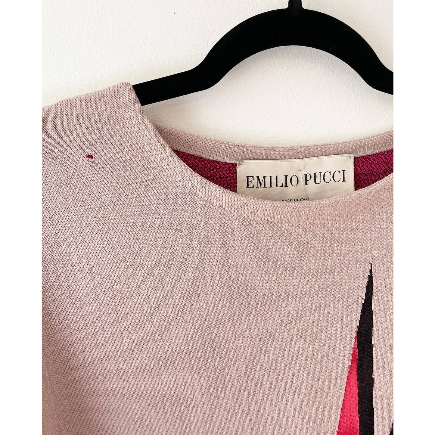 Vintage Emilio Pucci Wool Pink Lightening Printed Dress
