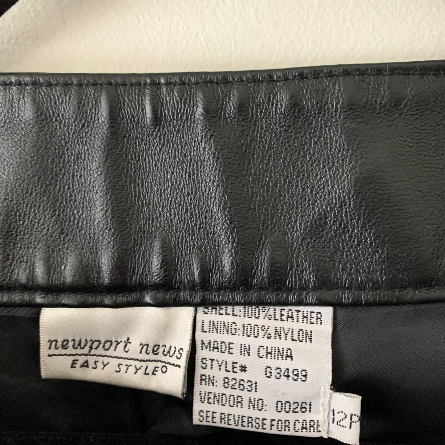 Vintage Newport News Leather Bootcut Petite Black Pants 12P