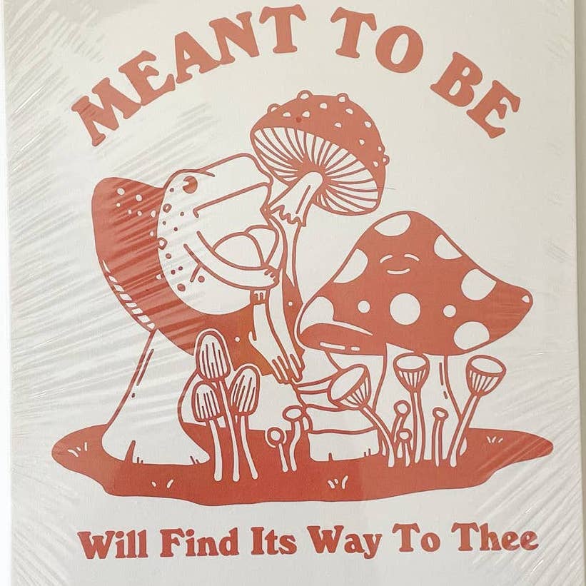 All That Is Meant to Be Quote Canvas Wall Art Frog Mushroom Red White
