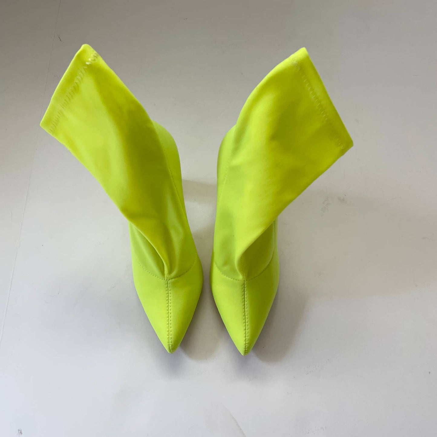 Neon Green Pointed Toe Stretchy Ankle Calf Bootie