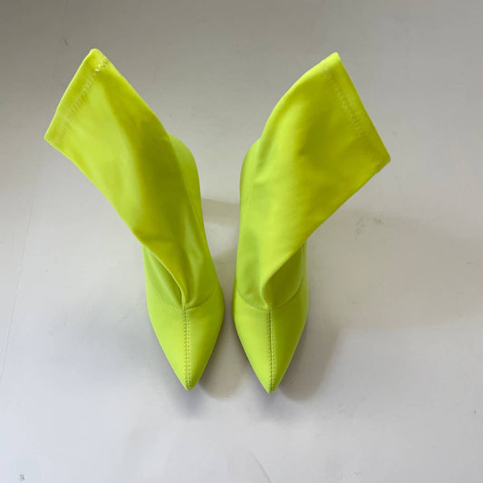 Neon Green Pointed Toe Stretchy Ankle Calf Bootie