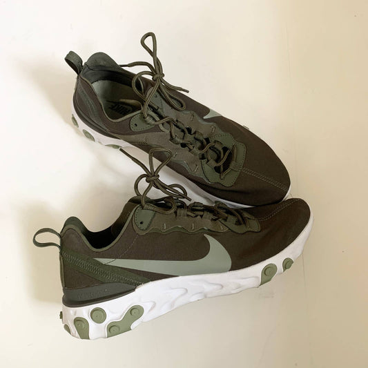 Nike React Element 55 Cargo Khaki Olive Army Green White Sneaker 12