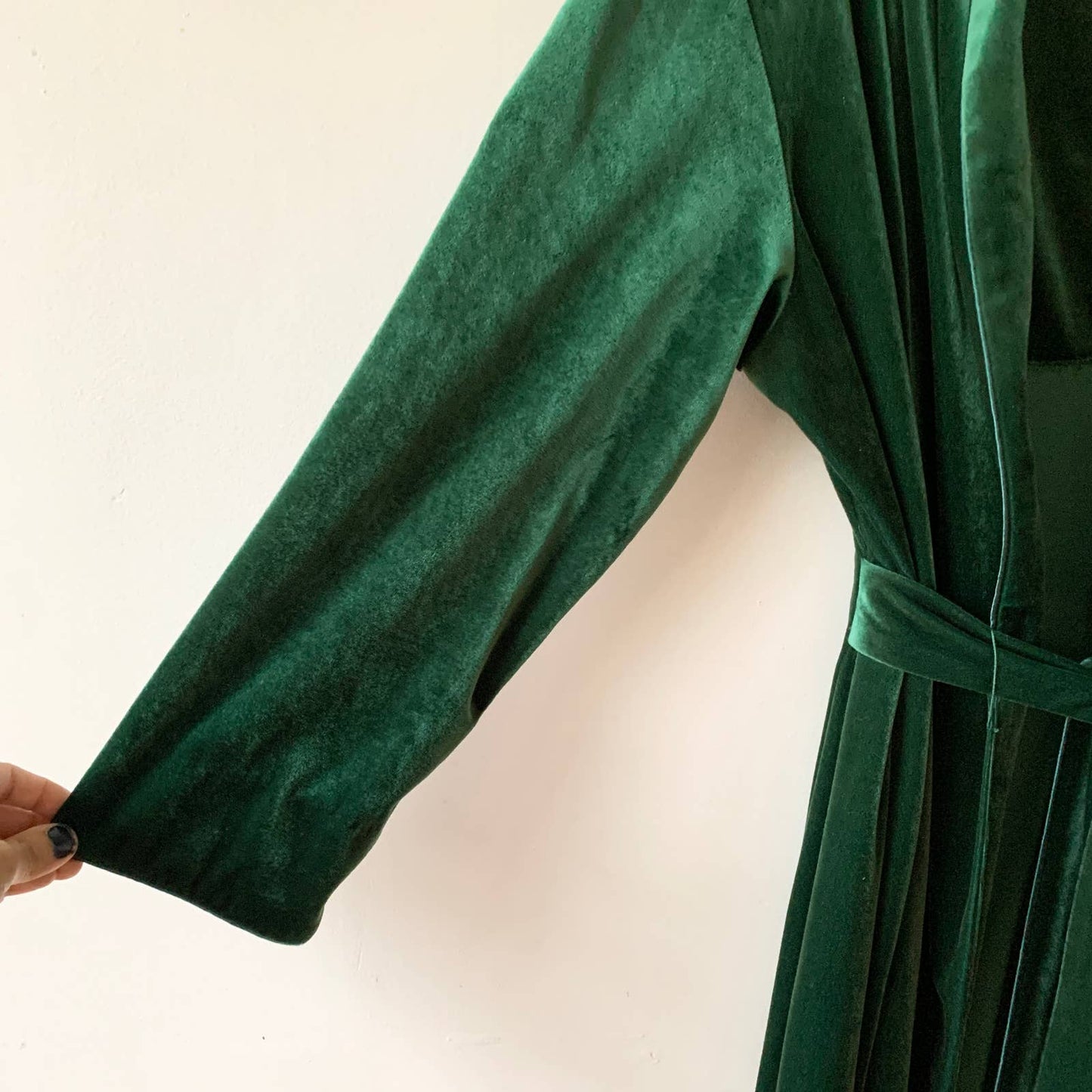 Vintage Oscar De La Renta Pink Label Emerald Green Velvet Robe Small