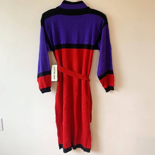 Vintage Christina Grant Purple Red Color Block Sweater Dress
