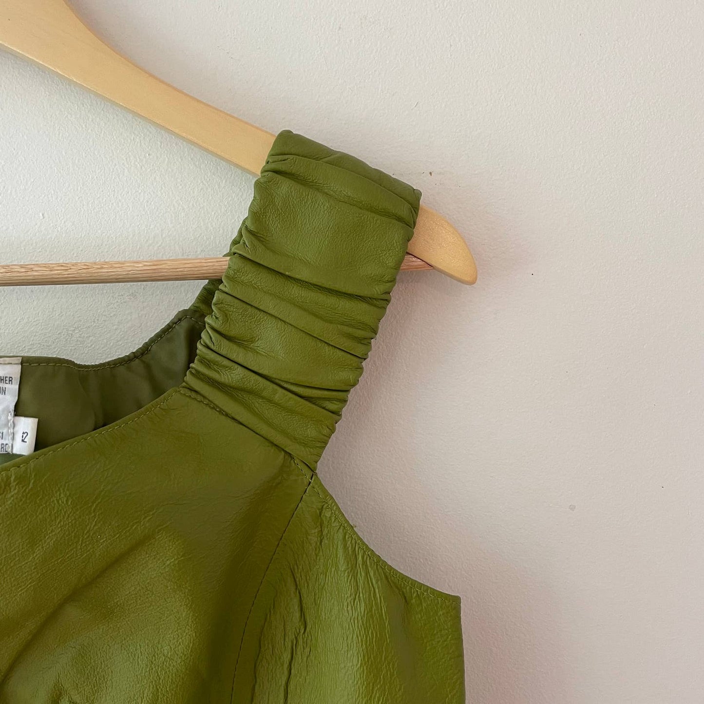 Vintage Leather Green Cap Sleeve Crop Shirt