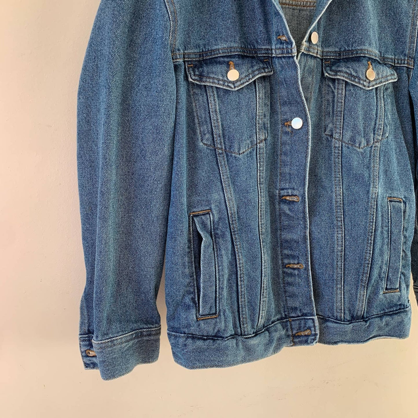 H&M Women's Blue Oversized Vintage Style Jean Jacket 4