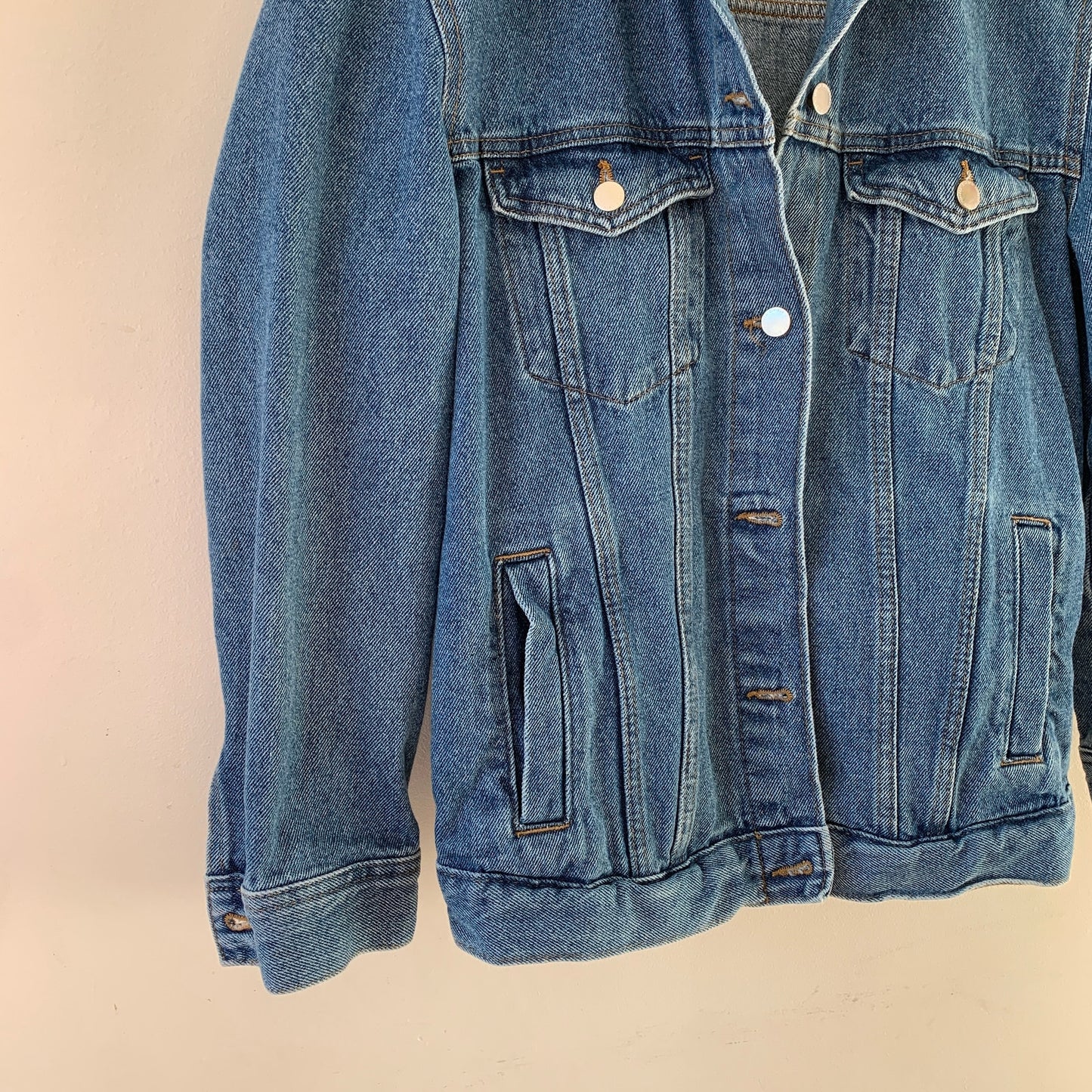 H&M DIVIDED Women's Blue Oversized Loose Denim Jean Jacket 4