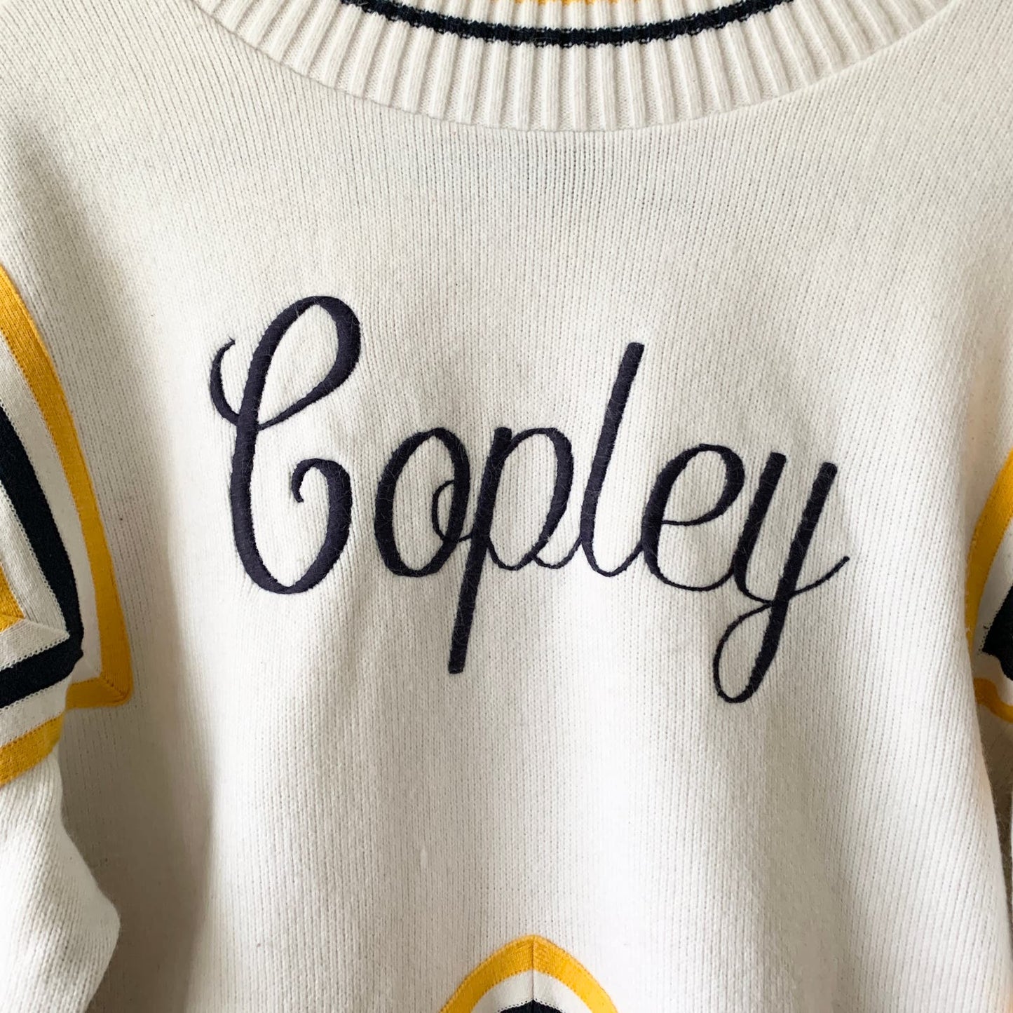 Vintage Cheerleader Varsity Sweater Copley High School Ohio Blue Yellow White