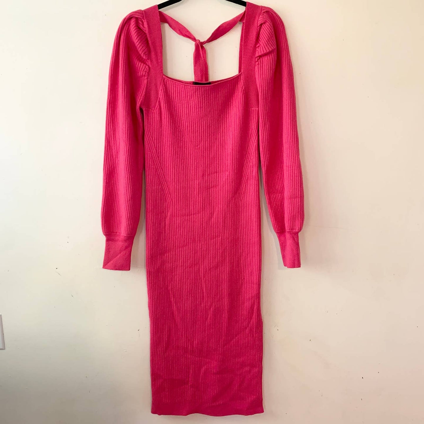 House of Harlow 1960 Hot Pink Ribbed Knit Sweater Dress