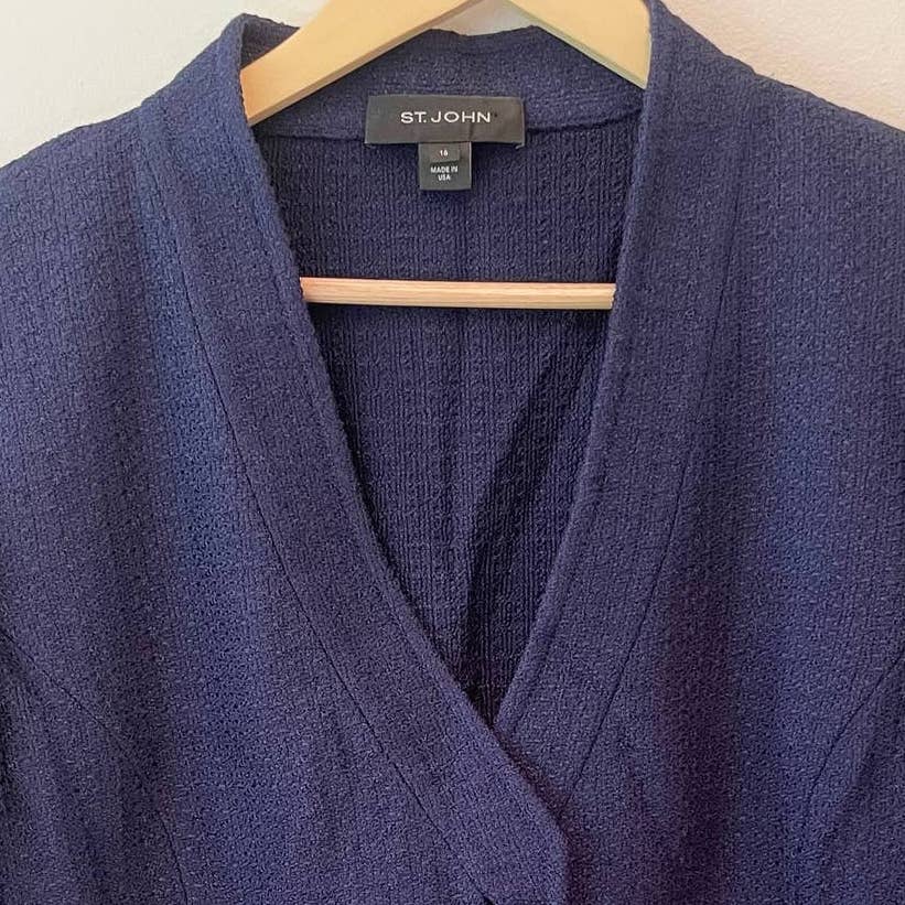 St. John Navy Blue Knit Cardigan Sweater