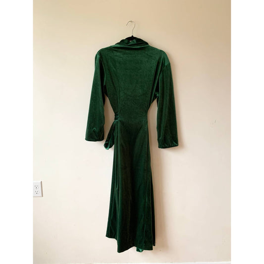 Vintage Oscar De La Renta Pink Label Emerald Green Velvet Robe Small