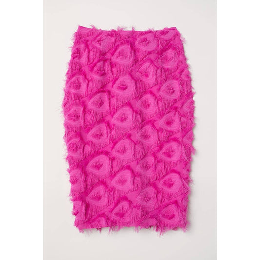 H&M Fuchia Hot Pink Fringe Pencil Skirt 8