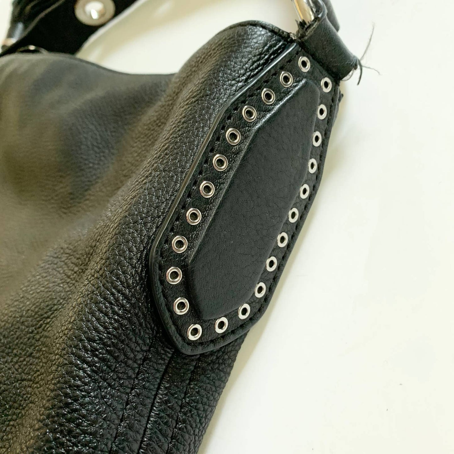 Michael Kors MK Pebbled Leather Large Black Studded Shoulder Bag Purse