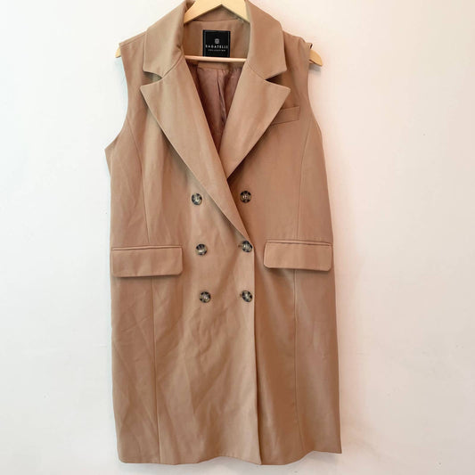 Bagatell Double Breasted Tan Sand Lined Long Vest