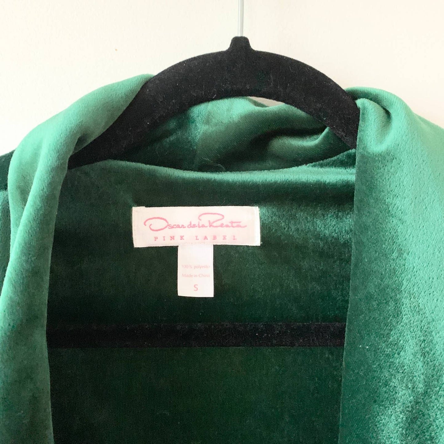 Vintage Oscar De La Renta Pink Label Emerald Green Velvet Robe Small