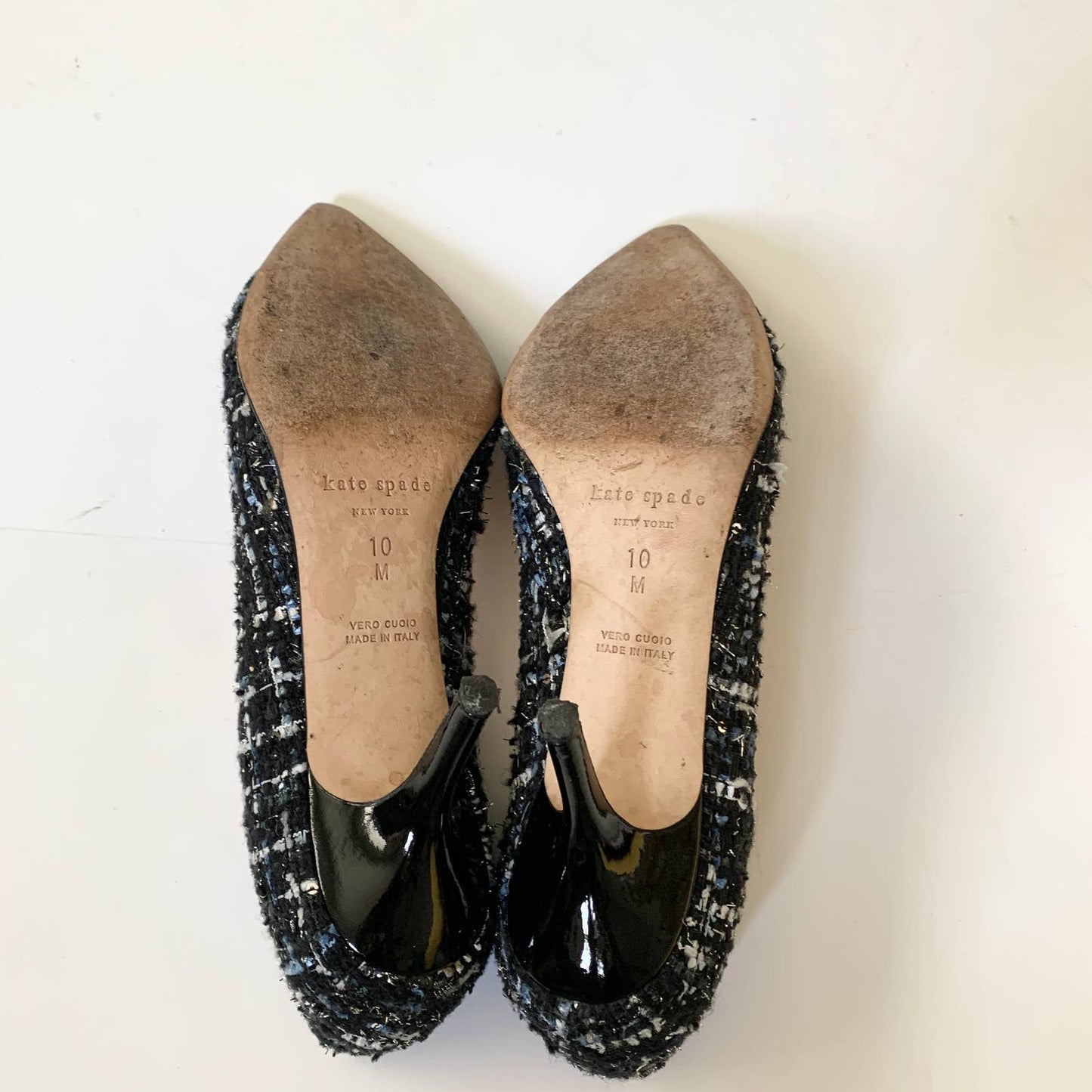 Kate Spade Lacy Black Blue Tweed Stiletto Pump Heel Shoes 10