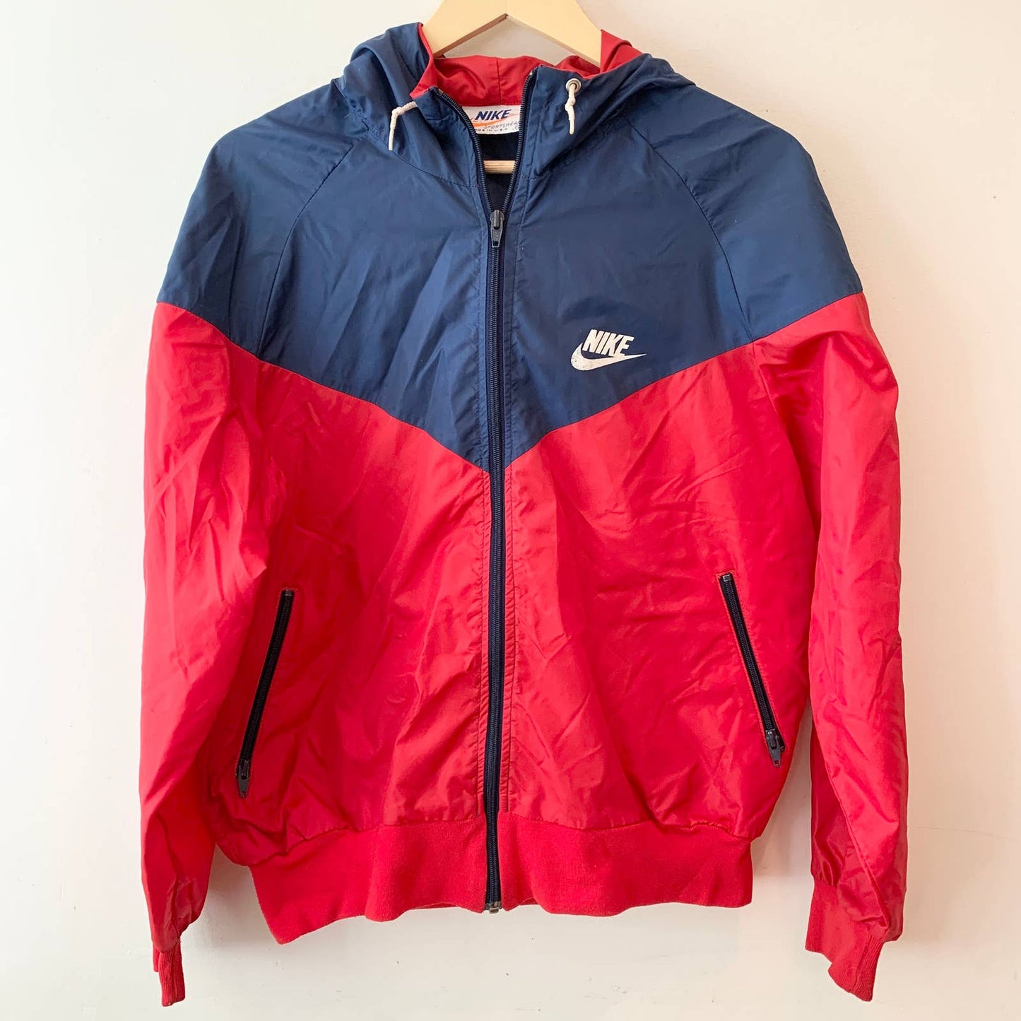Vintage 1980s Rare Retro Nike Navy Red Windbreaker Jacket