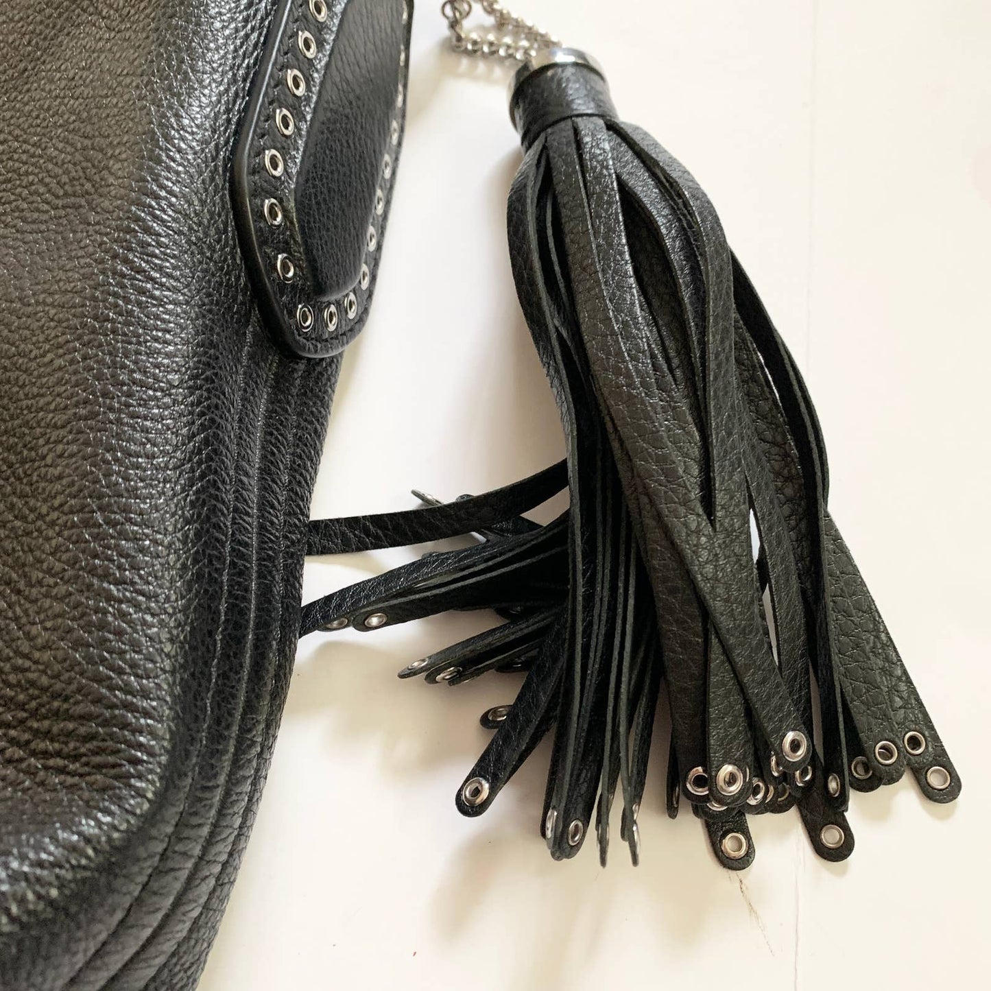 Michael Kors MK Pebbled Leather Large Black Studded Shoulder Bag Purse