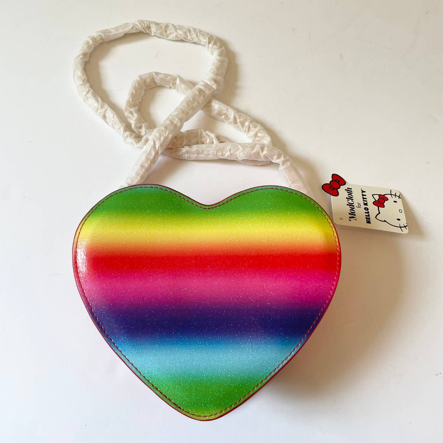 Modcloth Hello Kitty Rainbow Heart Chain Link  Crossbody Purse