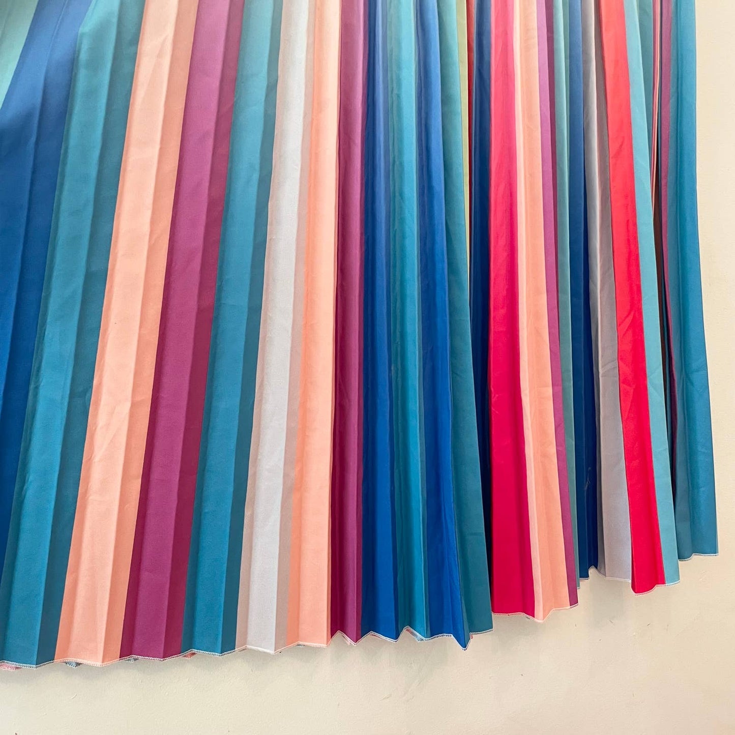 Rainbow Pleated Stripe Midi Skirt XL