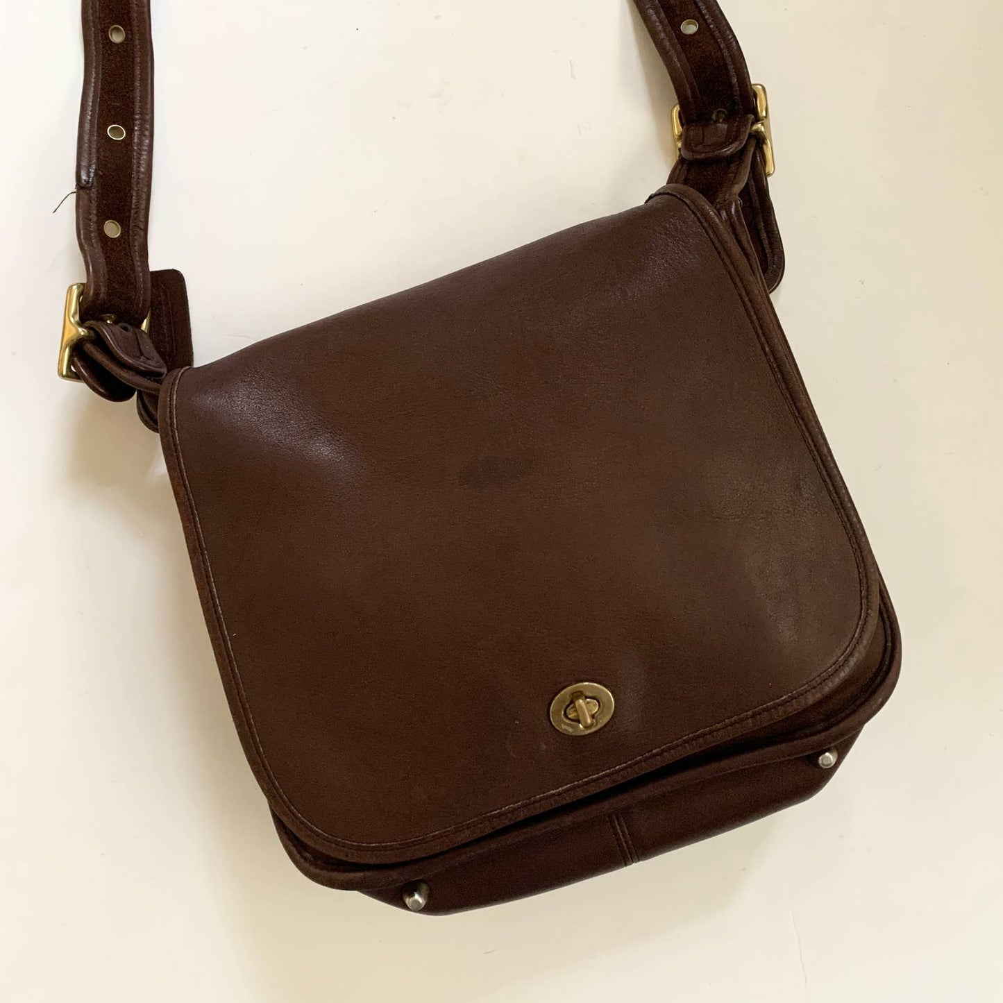 Vintage Coach Stewardess Leather Brown 9525 Purse Handbag