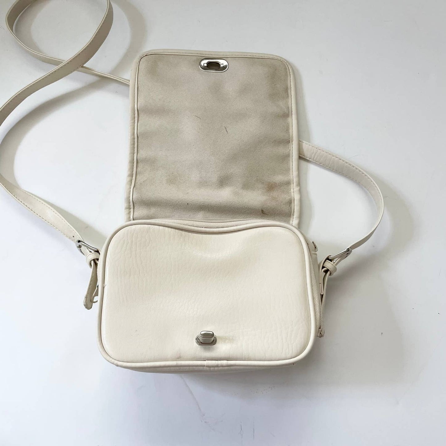 White Faux Leather Crossbody Purse Coach Inspired