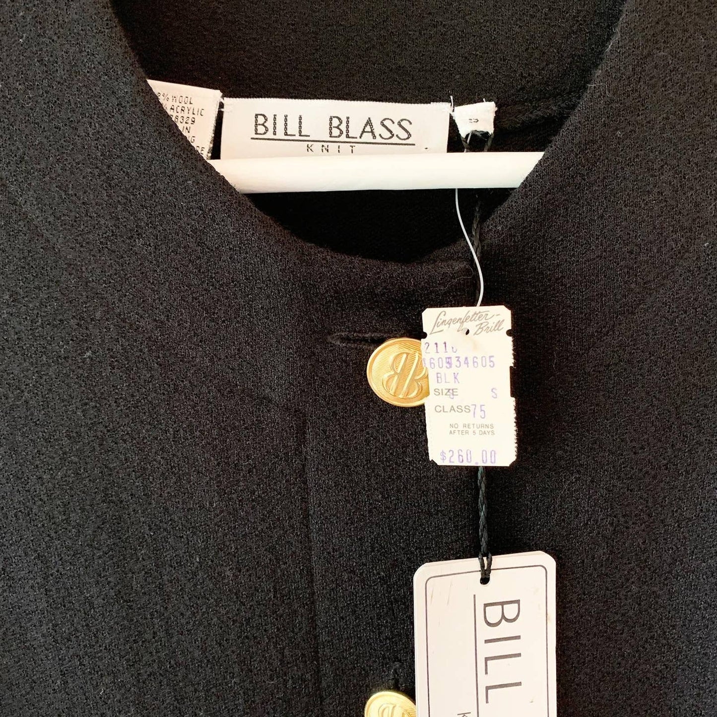 Bill Blass Knit Sweater Cardigan Gold Embroidery
