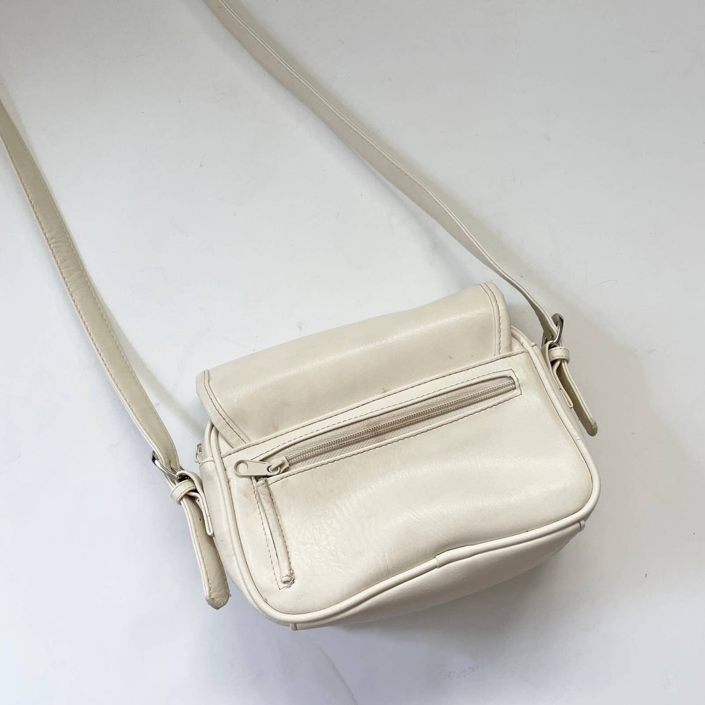 White Faux Leather Crossbody Purse Coach Inspired
