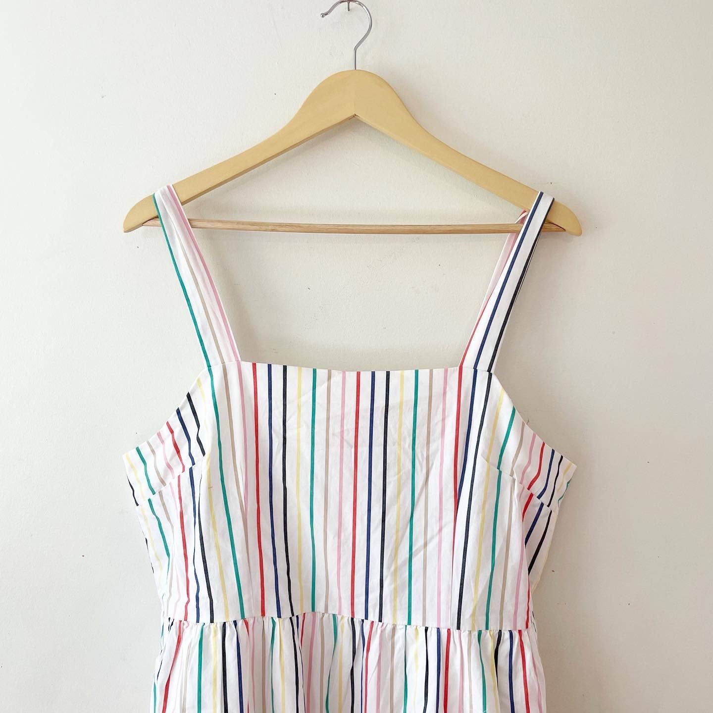 J. Crew Tiered Stripe Ruffle Rainbow White Maxi Dress Style AO417