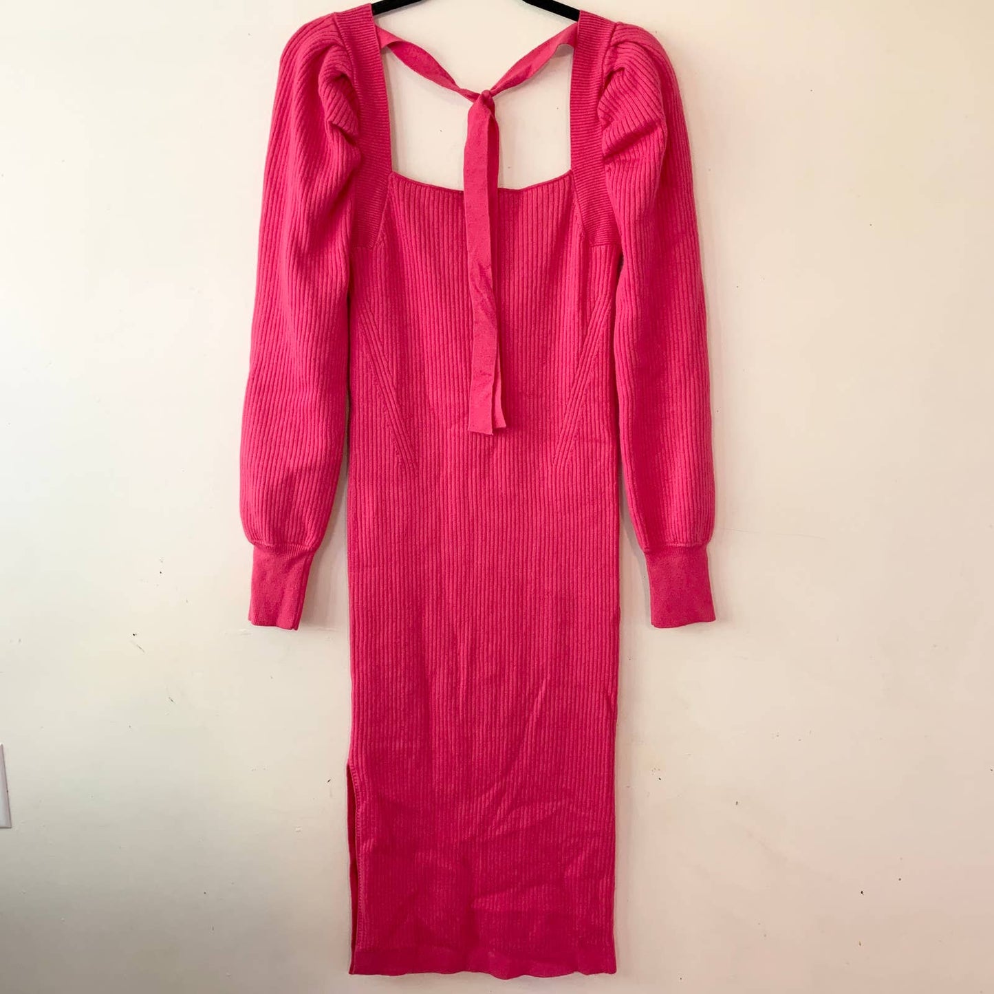 House of Harlow 1960 Hot Pink Ribbed Knit Sweater Dress