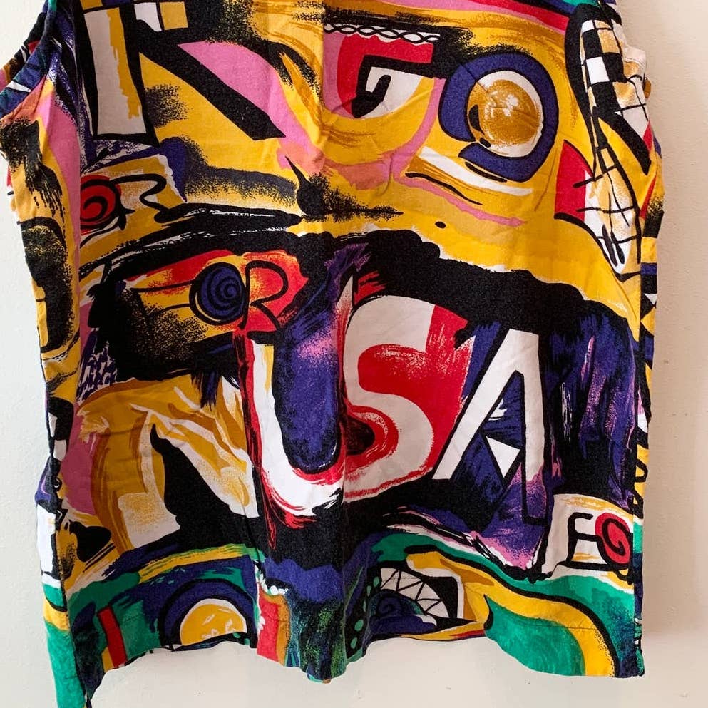 Vintage 1980s Gitano Graffiti USA Tank Blouse Shirt