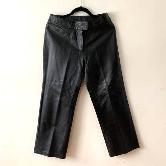 Vintage Newport News Leather Bootcut Petite Black Pants 12P