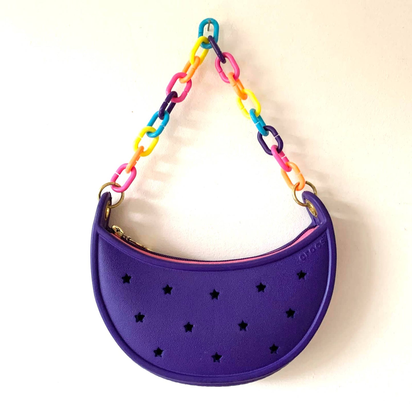 Crocs Purple Rainbow Crecent Moon Rubber Purse Bag